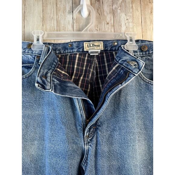 LL Bean Heavy Jeans Mens 44x32 Blue Classic Fit Flannel Lined‎ Outdoorsy OJX04 - Picture 4 of 15